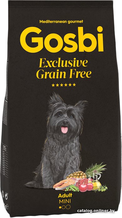 Сухой корм для собак Gosbi Exclusive Grain Free Adult Mini (беззерновой корм для взрослых собак со свежим лососем и ягненком) 2 кг