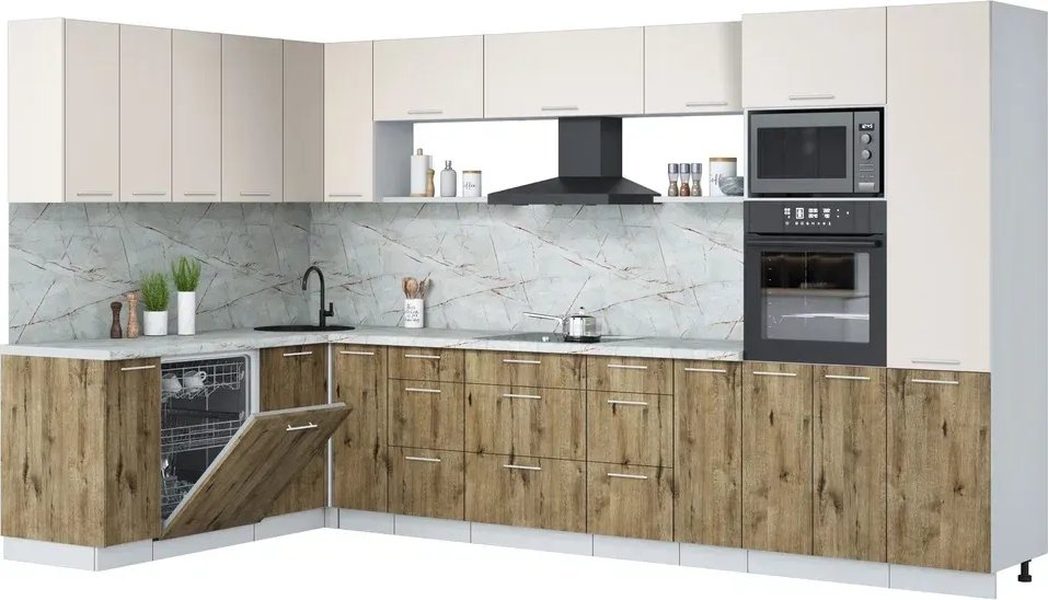 

Готовая кухня Интерлиния Мила Лайт 1.896х3.58 (персидский жемчуг/дуб веллингтон/серый каспий)