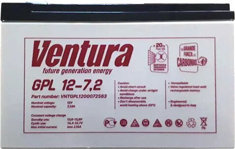 Аккумулятор для ИБП Ventura GPL 12-7.2 (12 В/7.2 А·ч)