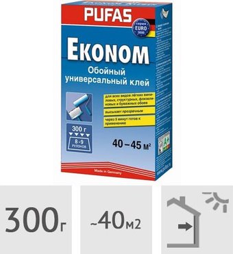 Клей для винила Pufas Эконом универсальный Euro 3000 (300 г)