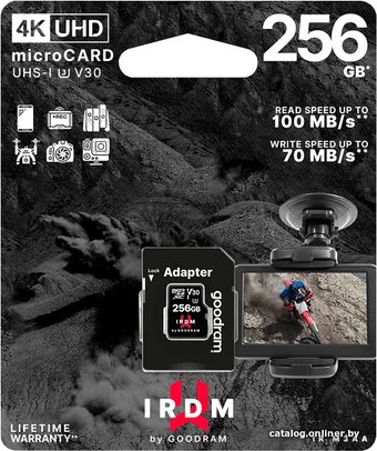 Карта памяти GOODRAM IRDM microSDXC IR-M3AA-2560R12 256GB (с адаптером)