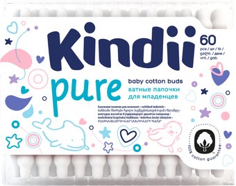 Ватные палочки Cleanic Kindii для младенцев Pure (60 шт)