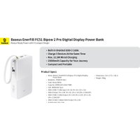 Внешний аккумулятор Baseus EnerFill FC51 Bipow2 Pro Power Bank 20000mAh (белый)