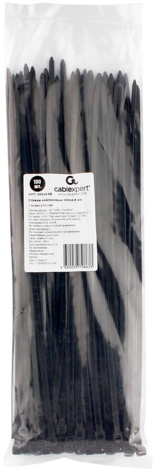 

Стяжка для кабеля Cablexpert NYT-300x4.8B (100 шт.)