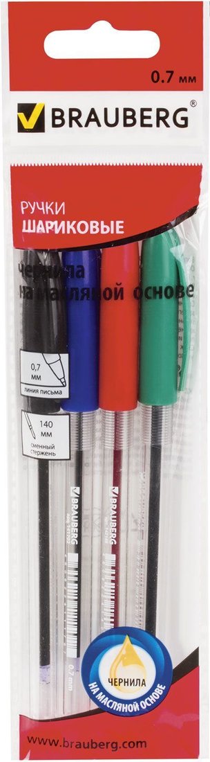 

Набор шариковых ручек BRAUBERG Rite-oil 142150 (4 шт.)