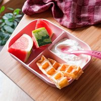 Набор детской посуды Beaba Set Repas Silicone Avec Ventouse Rose 913456