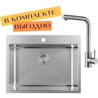 Кухонная мойка ZorG ZRN 5065 Premium + cмеситель Mars Premium Satin