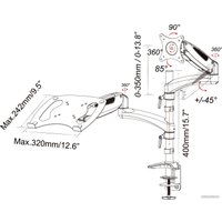 Кронштейн для монитора CACTUS CS-VM-LH08-BK
