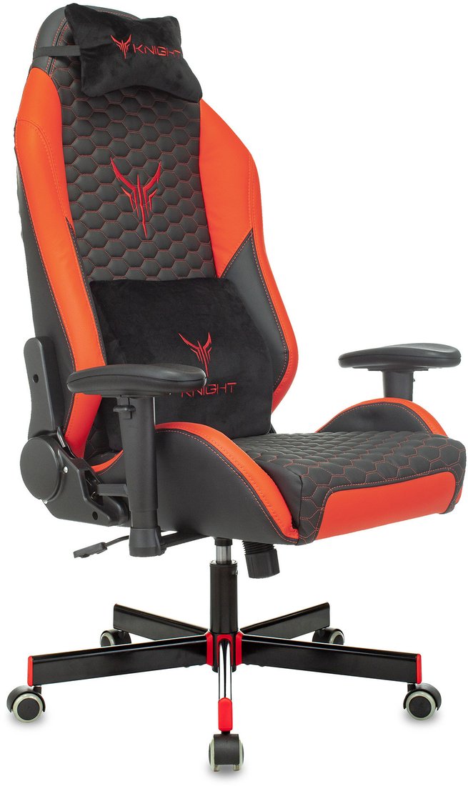 Игровое (геймерское) кресло Бюрократ Knight Neon (черный/красный экокожа)