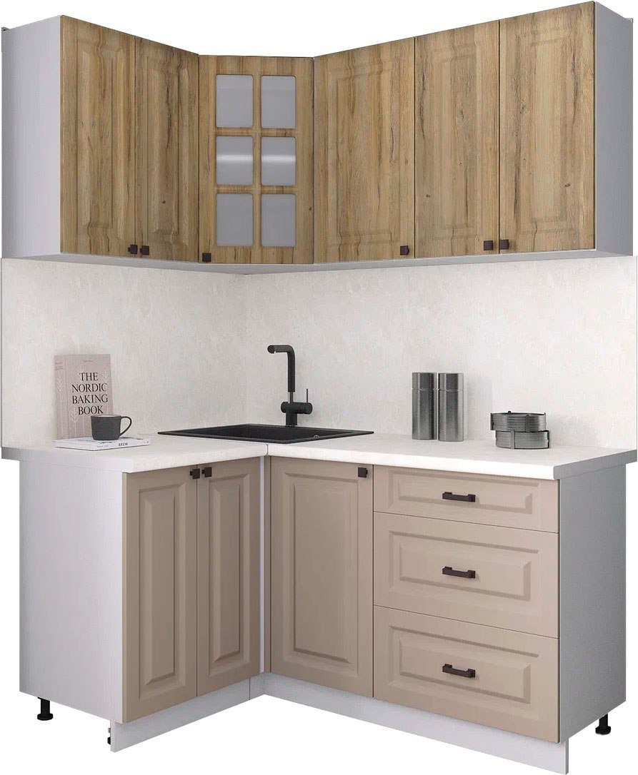 

Готовая кухня Интерлиния Мила Деко 1.2x1.6 (луна/дуб вотан/опал светлый)