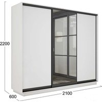 Шкаф-купе Трия Румер-2 СШК 3.210.70-11.13.11 Н 3-х дверный (дуб крафт табачный/дуб крафт табачный/зеркало/дуб крафт табачный/черный профиль)