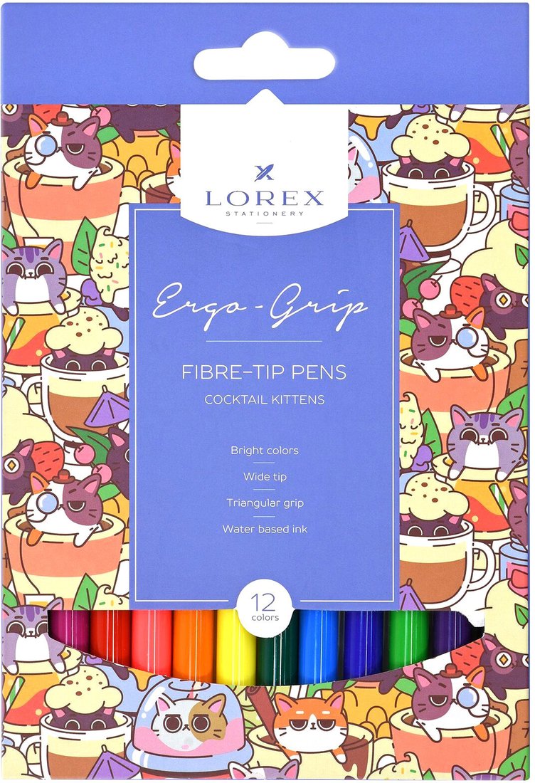 

Фломастеры Lorex Ergo-Grip Cocktail Kittens LXFPEG12-CK (12 цв)