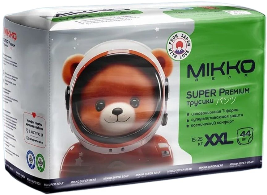 

Трусики-подгузники Mikko Bear Super Premium XXL 15-25 кг (44 шт)