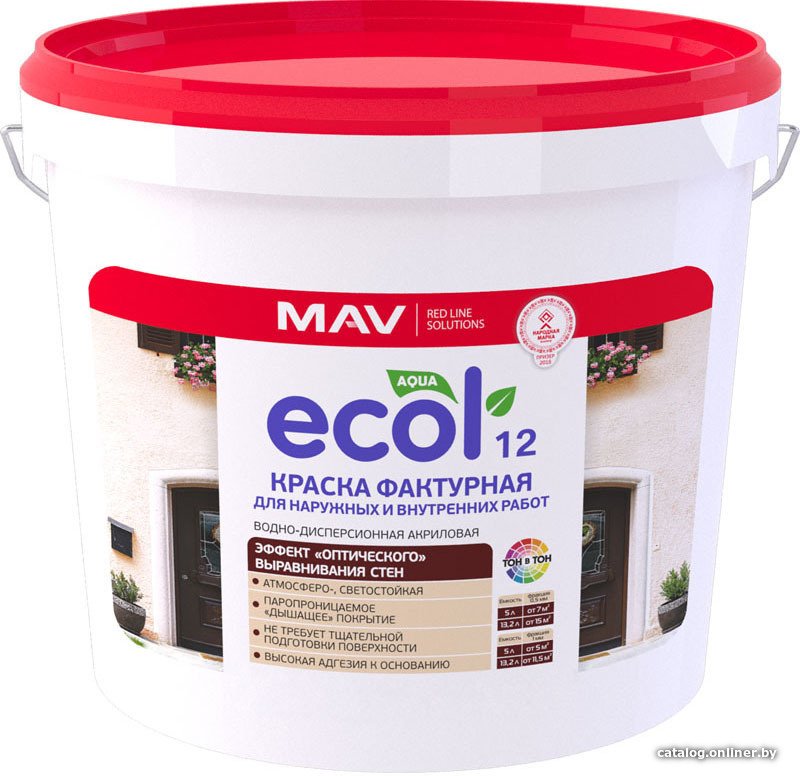

Краска Ecol 12 фактурная ВД-АК-1312 15 кг (белый)