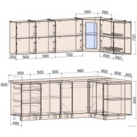 Готовая кухня Интерлиния Мила Матте 1.5x2.3 А правая (индиго/индиго глянец/кастилло темный)