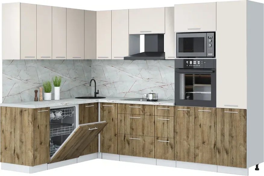 

Готовая кухня Интерлиния Мила Лайт 1.896х2.78 (персидский жемчуг/дуб веллингтон/серый каспий)