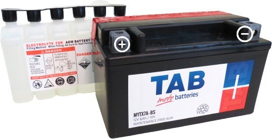 

Мотоциклетный аккумулятор TAB YTX7A-BS (6 А·ч)