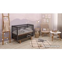 Классическая детская кроватка Polini Kids Simple 340 маятник (графит/дуб каменный)