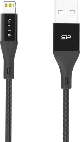 Кабель Silicon-Power Boost Link Nylon LK30AL USB Type-A - Lightning (1 м, черный)