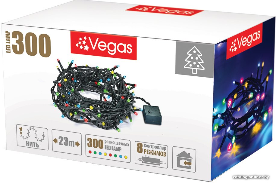 Светодиодная гирлянда Vegas Нить 55070 300 LED (мульти)