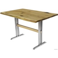 Кухонный стол Buro7 Двутавр 110 (с обзолом и сучками, дуб натуральный/серебро)