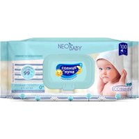 Влажные салфетки Солнце и Луна Neo Baby 0+ без отдушки 99% воды (100 шт)