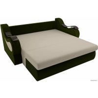 Диван Лига диванов Меркурий 100343 160 см (микровельвет, бежевый/зеленый)