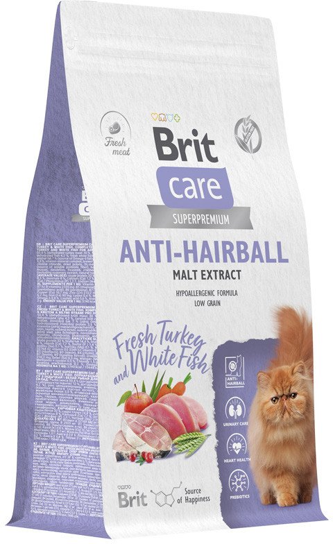 Сухой корм для кошек Brit Кеа Cat Anti-Hairball с белой рыбой и индейкой 1.5 кг