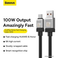 Кабель Baseus CoolPlay Series USB Type-A - USB Type-C (1 м, черный)