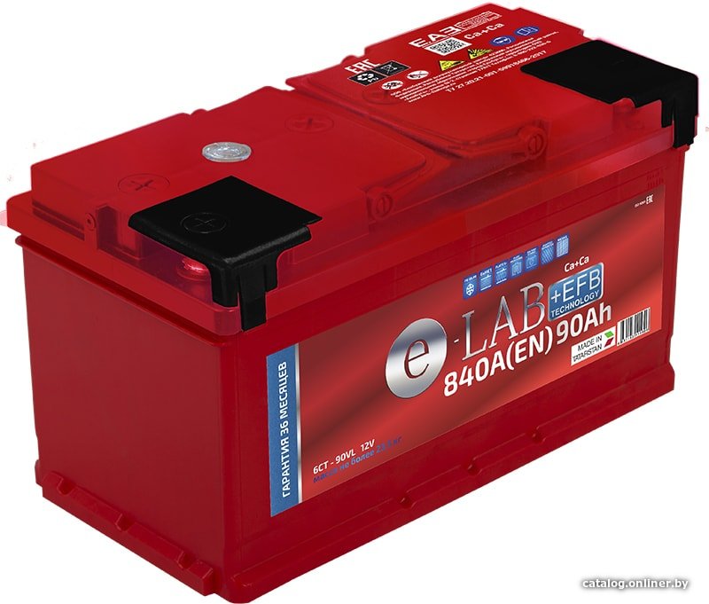 Автомобильный аккумулятор E-Lab 6СТ-90R + EFB (90 А·ч)