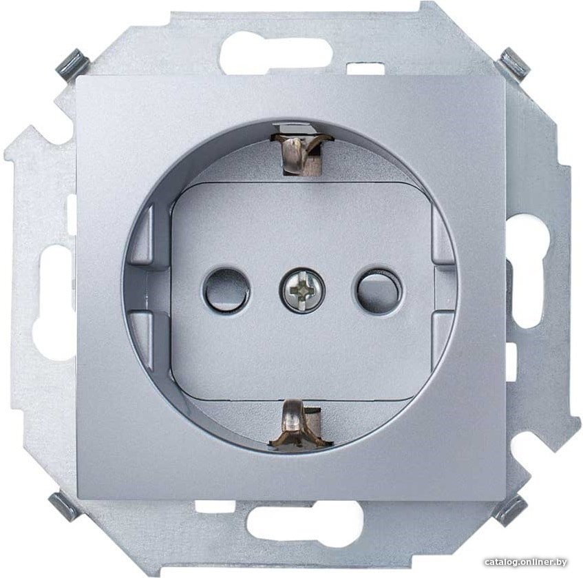 Розетка Simon 1591443-033 (алюминий)