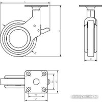 Колесо мебельное GTV GIRA д.75 мм (серое + хром c тормозом)