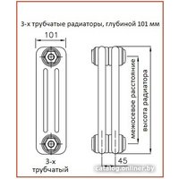Стальной трубчатый радиатор Guardo Pilon 3180NK 3T-1802/12NK 1802 мм (12 секций)