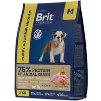 Сухой корм для собак Brit Premium Dog Puppy and Junior Medium курица 3 кг