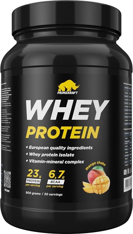 

Протеин сывороточный (концентрат) Prime Kraft Whey Mango Shake (900г, манго)