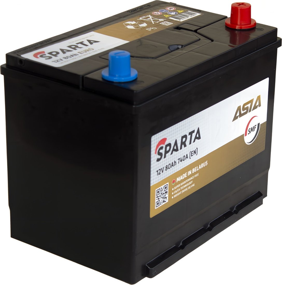 Автомобильный аккумулятор Sparta Asia 12V R+ Евро (80 А·ч)