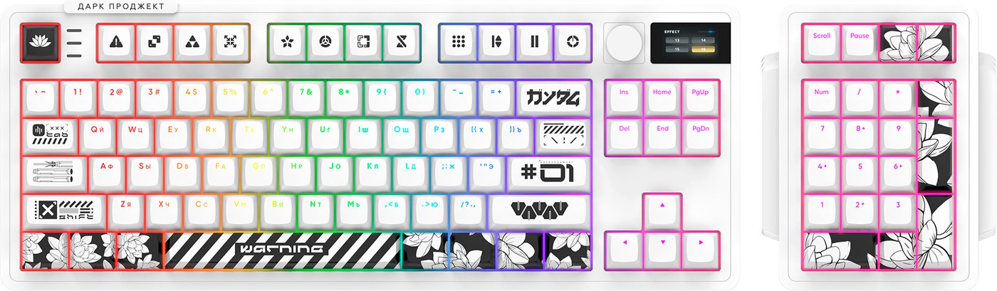 Клавиатура Дарк Проджект KD87A+Numpad (g3ms Moonstone, белый)
