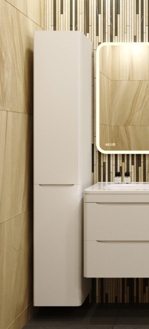 

Symbolite Шкаф-пенал для ванной Бергамо L Люкс Plus с корзиной (белый)