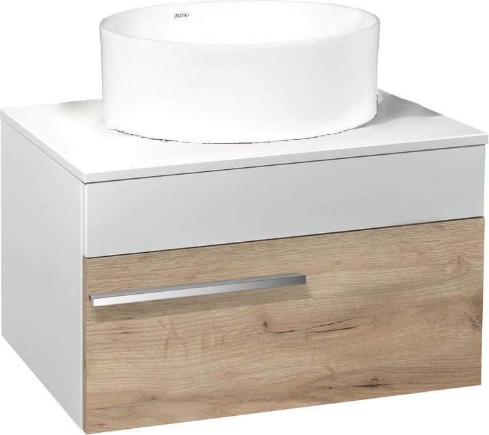 

Runo Тумба под умывальник Вудлайн 65 + Palla D41 (подвесная, крафтовый дуб)