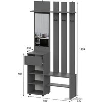 Стенка NN мебель Денвер с зеркалом (графит серый)