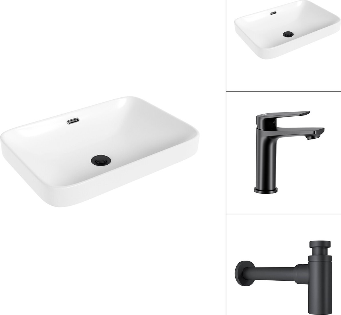 

Умывальник Lauter 21441A + Sky 21СК533BS с сифоном 21635B (черный матовый)