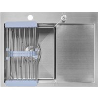 Кухонная мойка Saniteco 6550-L (с сифоном, дозатором и коландером)