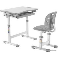 Парта Растущая мебель New Elfin B201S (серый) со стулом и выдвижным ящиком