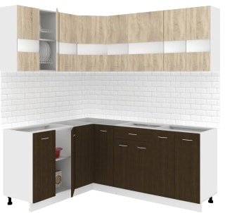 

Готовая кухня Кортекс-мебель Корнелия Экстра 1.5x1.9 без столешницы (дуб сонома/венге)
