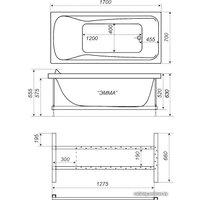 Ванна Triton Эмма 170x70 (с каркасом, 2 экрана и сифон)