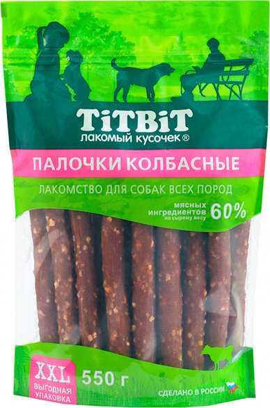 

Лакомство для собак TiTBiT Палочки колбасные XXL 550 г