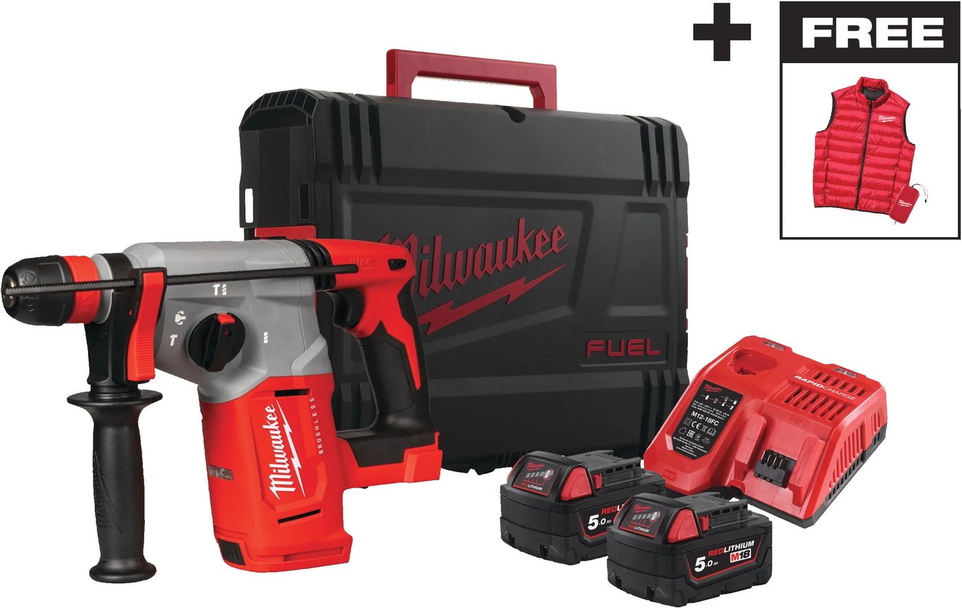 

Перфоратор Milwaukee M18 BLHXMC-502X 4933499459 (с 2-мя АКБ, кейс)