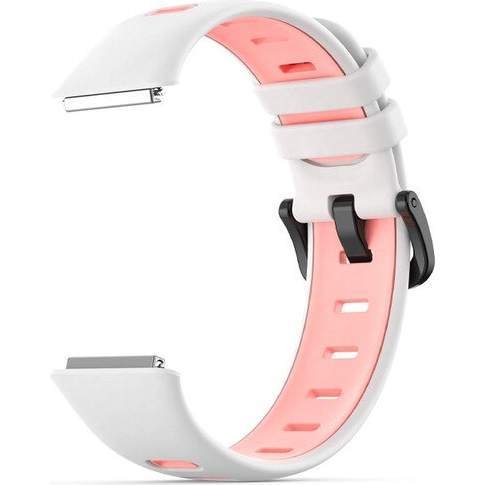 

Ремешок Rumi силиконовый для Huawei Band 7 (белый/розовый)