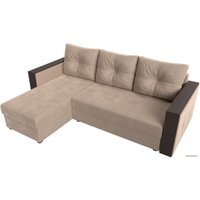 Угловой диван Лига диванов Валенсия Лайт левый (велюр, бежевый)