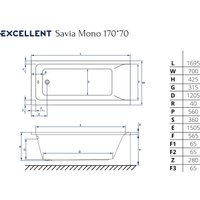 Ванна Excellent Savia Mono 170x70 (без ножек)